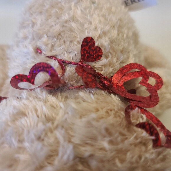 Galerie Sitting Teddy Bear Red Bow Heart Collar Soft Plush Stuffed Animal 6" - Picture 8 of 11